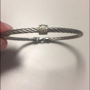 Charriol silver cable bangle with white topaz